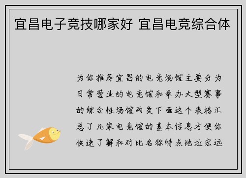 宜昌电子竞技哪家好 宜昌电竞综合体